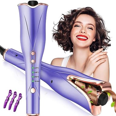Arricciacapelli Automatico Professionale, Ferro Arricciacapelli Intelligente in Ceramica Con Ioni Negativi,4 Temperatura per Capelli Lunghi o Corti Asciutti