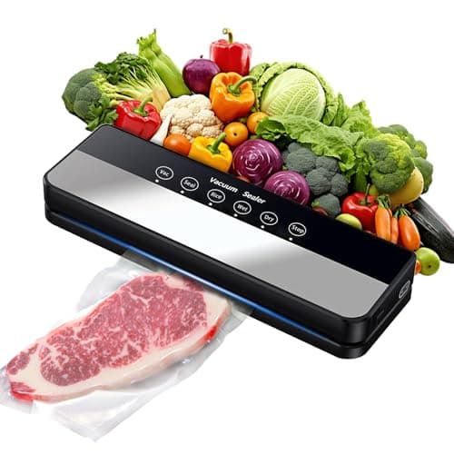 Macchina Sottovuoto,Potente 90Kpa Precisione 5 in 1 Sistema di Conservazione degli Alimenti Sottovuoto, 30 Sacchetti Sottovuoto, Modalità a Secco e Umido Nero