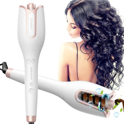 Ferro Arricciacapelli Automatico, Arricciacapelli Automatico, 4 temperature, antiscottatura e pulizia staccabile, non è necessario avvolgere manualmente i capelli, si risparmia tempo e fatica (nero)